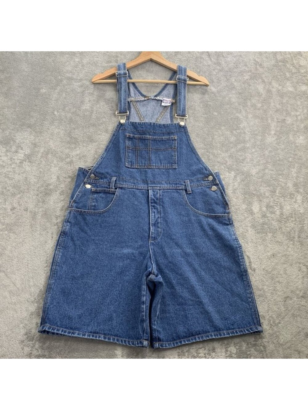 Vintage WATCH L.A. Shortalls Womens XL Cotton Denim Blue Bib USA 90s Y2K